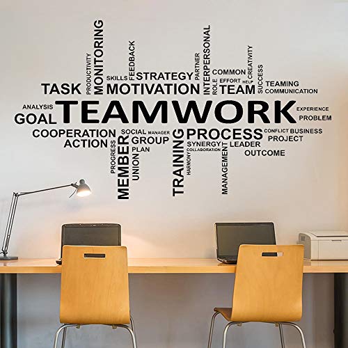 NSRJDSYT Büro Wandtattoo Teamwork Zitat Büro Dekor Wandaufkleber Büro inspirieren Zitat Motivation Idee Vinyl Konferenzraum Dekor 57x101cm von NSRJDSYT