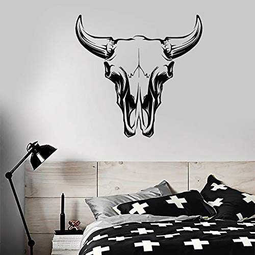 NSRJDSYT Bull Skull Wandtattoo Mexikanischer Tierkopf Fleisch Steak Restaurant Bar Logo Mann Höhle Innendekor Vinyl Aufkleber Wallpaper 74x76cm von NSRJDSYT