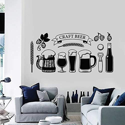 NSRJDSYT Craft Beer Wandtattoo Glas Tasse Alkohol Getränk Pub Bar Inneneinrichtung Vinyl Fenster Aufkleber Gerste Bier Kunst Wandbild Ornament 42x85cm von NSRJDSYT