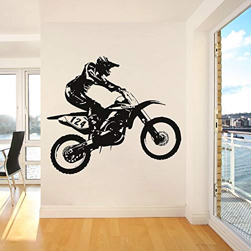 NSRJDSYT Dirt Bike Motocross Wandtattoo Motorrad Cool Style Fenster Vinyl Aufkleber Teenager Schlafzimmer Mann Höhle Club Home Decor Wallpaper 57x64cm von NSRJDSYT