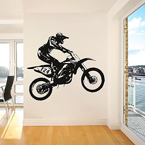 NSRJDSYT Dirt Bike Motocross Wandtattoo Motorrad Cool Style Fenster Vinyl Aufkleber Teens Schlafzimmer Mann Höhle Club Home Decor Wallpaper 75x84cm von NSRJDSYT