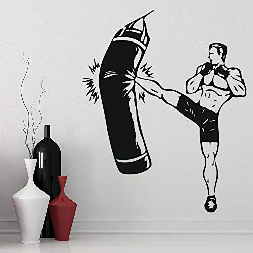 NSRJDSYT Fight Sports Wandtattoo Kickboxer Boxing Club Gym Innendekor Tür Fenster Vinyl Aufkleber Teens Schlafzimmer Kunst Wandbild 74x90cm von NSRJDSYT