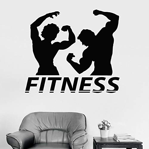 NSRJDSYT Fitness Wandtattoo Paar Muskel Bodybuilding Gym Innendekoration Fenster Vinyl Aufkleber Haltung Wandbild Abnehmbar 42x47cm von NSRJDSYT