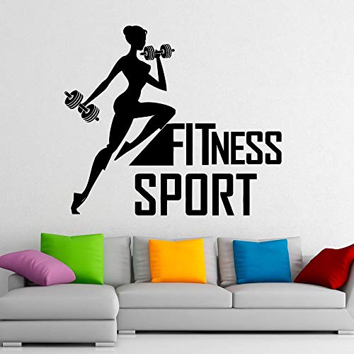 NSRJDSYT Fitness Wandtattoo Sport Body Training Gym Schlafzimmer Innendekor Tür Fenster Vinyl Aufkleber Abnehmbare Schriftzug Wallpaper 57x65cm von NSRJDSYT