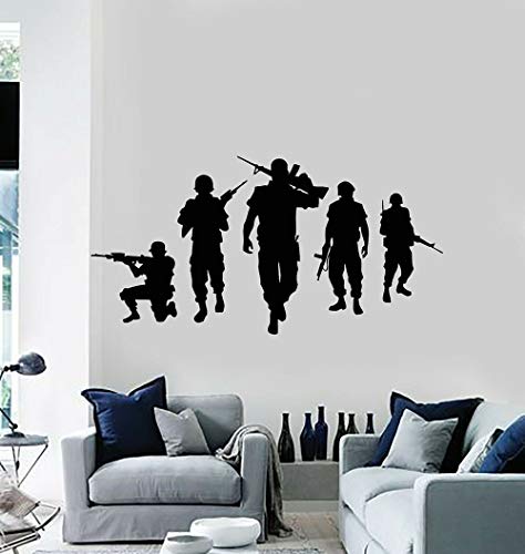 NSRJDSYT Fünf Soldaten Vinyl Wandtattoo Schlafzimmer Dekor Militär Kriegszeit Silhouette Aufkleber Garage Man Cave Wanddekoration Wandbilder 157x80cm von NSRJDSYT