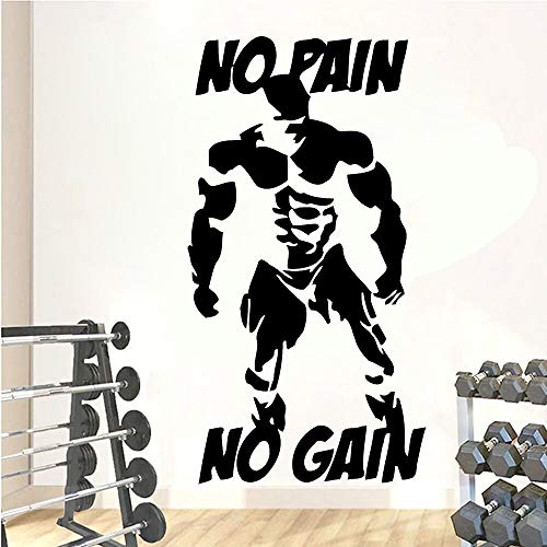 NSRJDSYT Gym Zitate Wandaufkleber Seien Sie stark Keine Schmerzen Kein Gewinn Bodybuilding Bodybuilder Muskel Wandtattoo Gym Wanddekor Vinyl Aufkleber 107x57cm von NSRJDSYT