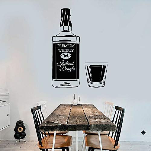 NSRJDSYT Irish Premium Whisky Wandtattoo Flasche Alkohol Glas Bar Wandaufkleber Vinyl wasserdichte Bar Dekoration Design Wallpaper 80x57cm von NSRJDSYT