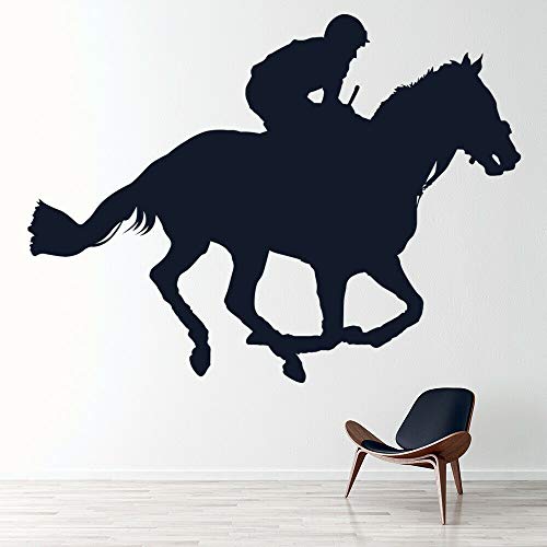 NSRJDSYT Jockey Rennpferd Wandtattoo Pferd Tiere Kunstwand Fenster Vinyl Aufkleber Teens Schlafzimmer Reiten Website Dekoration 75x100cm von NSRJDSYT