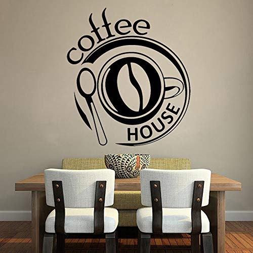 NSRJDSYT Kaffee Zeichen Wandaufkleber Kaffeehaus Fenster Vinyl Aufkleber Cafe Logo Wandtattoos für Coffee Shop Esszimmer Küche Dekor 64x57cm von NSRJDSYT