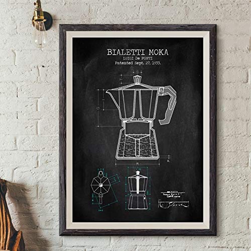 NSRJDSYT Kaffeekanne Patent Poster und Drucke Poster Kaffee Blaupause Kunst Bild Leinwand Malerei Küche Wandkunst Dekor-50x70cm Rahmenlos von NSRJDSYT