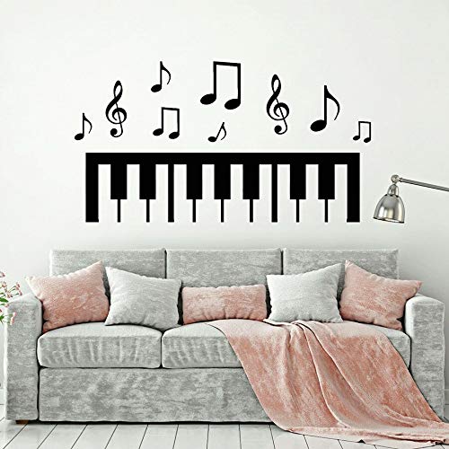 NSRJDSYT Klavier Wandtattoo Musiknoten Schwarz Weiß Kunst Schlafzimmer Home Decor Klavier Studio Musik Klassenzimmer Vinyl Aufkleber Fenster Wandbild 57x104cm von NSRJDSYT