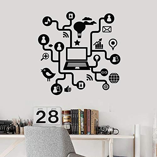 NSRJDSYT Laptop Wandtattoo Computer Internet Soziale Netzwerke Kommunikation Vinyl Fenster Aufkleber Office Studio Study Interior Decor 74x74cm von NSRJDSYT