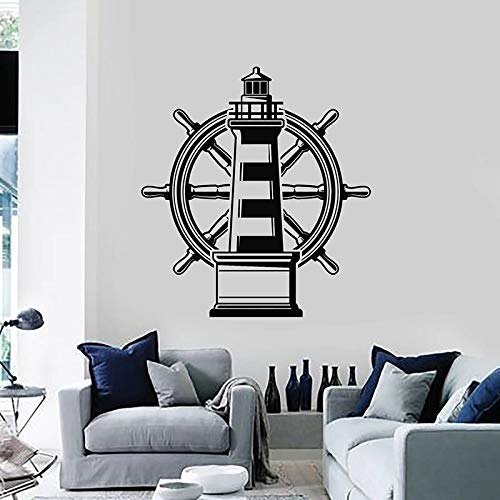 NSRJDSYT Leuchtturm Wandtattoo Nautical Marine Strand Meer Lenkrad Vinyl Fensteraufkleber Badezimmer Wohnzimmer Wohnkultur Wandbild 75x81cm von NSRJDSYT