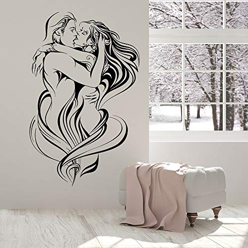 NSRJDSYT Liebespaar Wandtattoo Frau Mann Leidenschaft Kuss Wandaufkleber für Schlafzimmer Dekoration Vinyl abnehmbare Tapete 57x36cm von NSRJDSYT