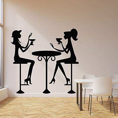 NSRJDSYT Mode Mädchen Wandtattoo Getränke Cocktail Glas Cafe Bar Restaurant Innendekoration Vinyl Fenster Aufkleber Wallpaper 74x77cm von NSRJDSYT