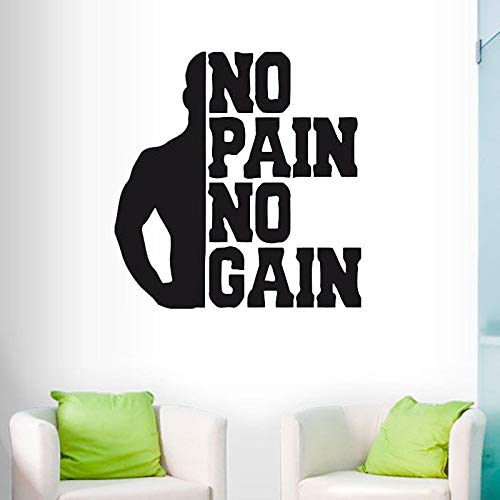 NSRJDSYT No Pain No Gain Fitness Wandtattoo Zitate Schlafzimmer Motivation Workout Gym Vinyl Wandaufkleber Sport Wandkunst Wandbilder Dekoration 57x55cm von NSRJDSYT