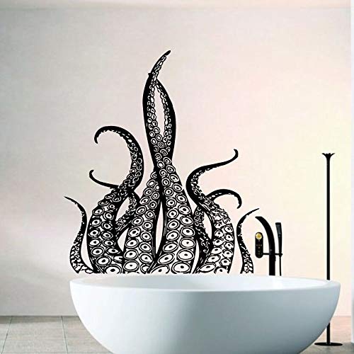 NSRJDSYT Octopus Wandtattoo Tentakel Vinyl Wandaufkleber Badezimmer Dekoration Meer Ozean Tier Tapete Octopus Style Badezimmer Kunst 57x65cm von NSRJDSYT