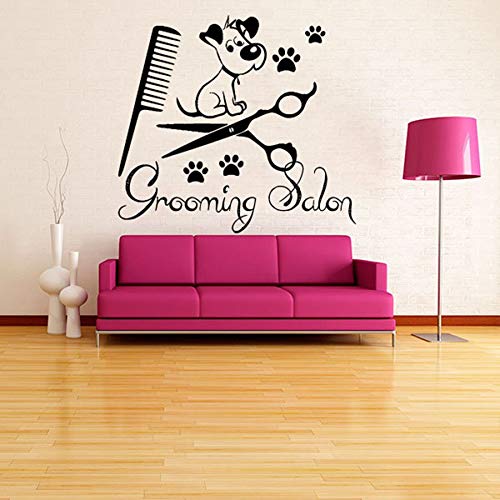 NSRJDSYT Pet Grooming Salon Wandtattoos Innenarchitektur Bester Freund Tiere Schöne Hunde Wandbild Fenster Kunst Aufkleber Vinyl Wandaufkleber 42x45cm von NSRJDSYT