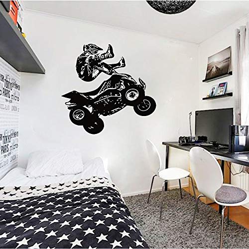 NSRJDSYT Quad Bike Wandtattoo Quadricycle Race Motorsport Fahrer Sport Art Vinyl Aufkleber Teenager Schlafzimmer Spielzimmer Home Decor 57x59cm von NSRJDSYT