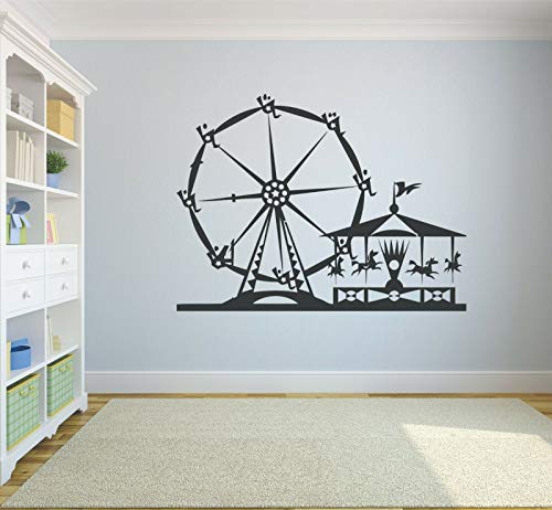 NSRJDSYT Riesenrad Wandtattoo Vergnügungspark Karneval Fahrt Karussell Kunst Vinyl Fensteraufkleber Kinder Schlafzimmer Kinderzimmer Wohnkultur 42x55cm von NSRJDSYT