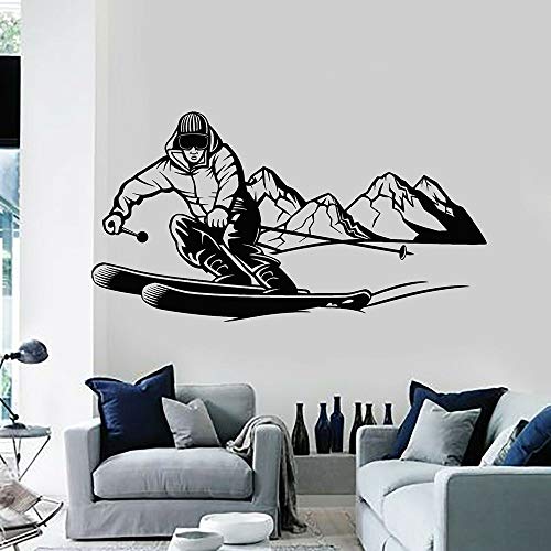 NSRJDSYT Skifahren Wandtattoo Skifahrer Abenteuer Berg Sport Wandaufkleber Vinyl Kinderzimmer Jungen Schlafzimmer Dekoration Tapete 156x84cm von NSRJDSYT