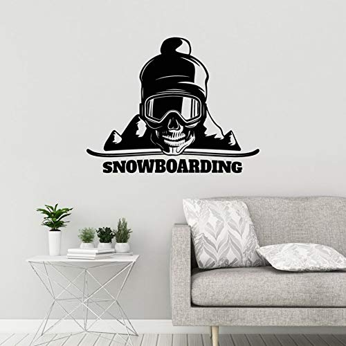 NSRJDSYT Snowboard Vinyl Wandtattoo Snowboarder Skull Mountain Sport Wandfenster Aufkleber Home Schlafzimmer Kunst Wanddekoration 94x74cm von NSRJDSYT