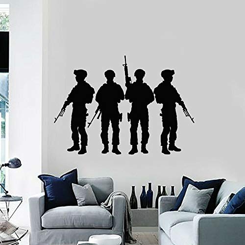 NSRJDSYT Soldaten Silhouette Wandtattoo Militärarmee Waffen Vinyl Fenster Aufkleber Jugendliche Kinder Schlafzimmer Spielzimmer Mann Höhle Home Decor 57x80cm von NSRJDSYT