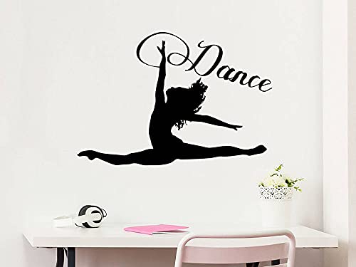 NSRJDSYT Tanz Wandtattoo Frau Mädchen Silhouette Tanzen Gymnastik Akrobatik Vinyl Aufkleber Aufkleber Home Decor Studio Tanz Kunst 83x57cm von NSRJDSYT