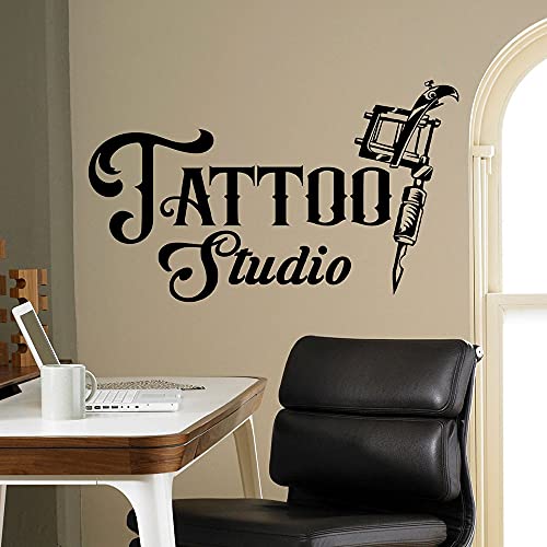 NSRJDSYT Tattoo Studio Wandtattoo Business Logo Tür Fenster Vinyl Aufkleber Mann Höhle Innenarchitektur Dekor Kunst Schriftzug Tapete 75x124cm von NSRJDSYT