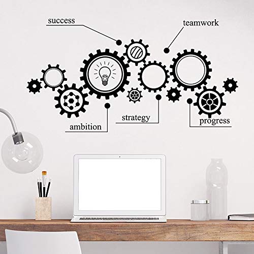 NSRJDSYT Teamwork Wandtattoo Zahnradmechanismus Vinyl Wandaufkleber Zahnrad Teamwork für Büro Studie Dekoration Wandbild 105x57cm von NSRJDSYT