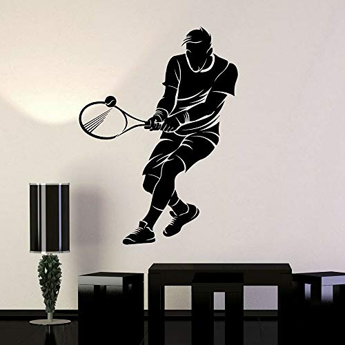 NSRJDSYT Tennisspieler Wandtattoo Sport Schläger Ballspiel Stadion Teens Room Interior Decor Tür Fenster Vinyl Aufkleber Art Wallpaper 56x76cm von NSRJDSYT