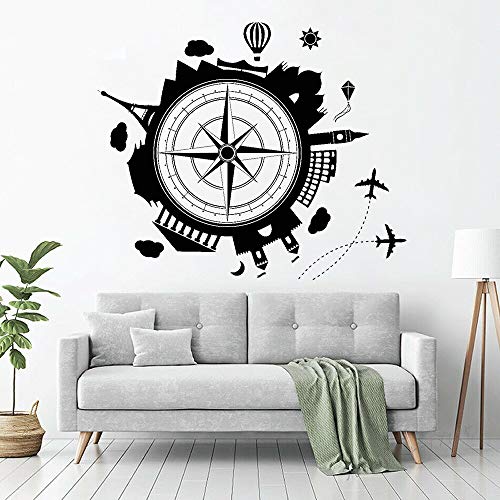 NSRJDSYT Travel Scenery Compass Wandtattoo für Reisebüro Dekor Erde Wind Interieur Vinyl Wandaufkleber Mode Raumdekoration 50x42cm von NSRJDSYT