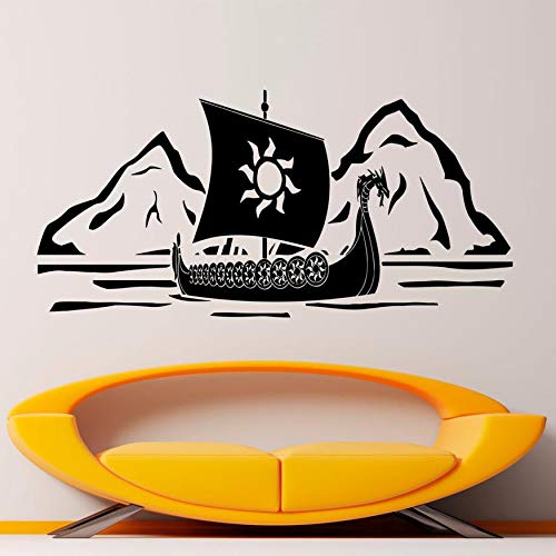 NSRJDSYT Viking Schiff Wandtattoo Northman Warrior Vinyl Wandaufkleber Home Interior Art Decor Abnehmbares Wohnzimmer Dekoration Design 118x57cm von NSRJDSYT