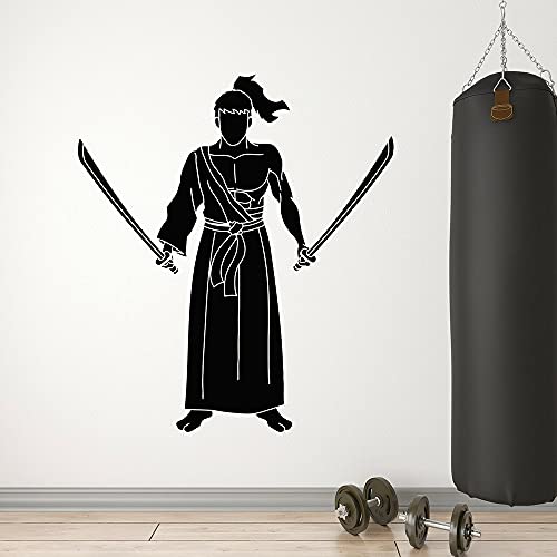 NSRJDSYT Vinyl Wandtattoo Japan Kämpfer Katana Schwerter Samurai Krieger Aufkleber Gym Schlafzimmer Dekoration Wandbilder abnehmbar 71x79cm von NSRJDSYT