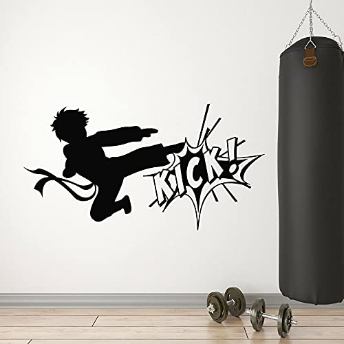 NSRJDSYT Vinyl Wandtattoo Junge Kampf Kick Kampfsport Sport Club Inneneinrichtung Fensterglas Aufkleber Teenager Zimmer Wandbild 42x79cm von NSRJDSYT