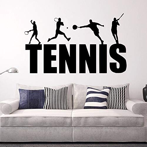 NSRJDSYT Wand Vinyl Aufkleber Tennis Player Wandaufkleber Tennis Logo Wandkunst Wandbilder Design Gym Dekor Abnehmbare Tennis Wandtattoos 97x57cm von NSRJDSYT