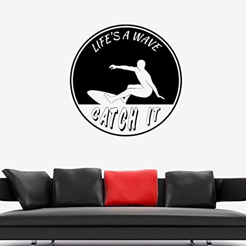 NSRJDSYT Wassersport Vinyl Wandtattoo Surfing Wave Sport Wandaufkleber Lebensstil Home Decoration Surfer Wave Vinyl Wandbild 42x42cm von NSRJDSYT