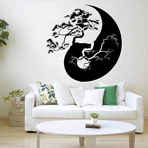 NSRJDSYT Zen Wandtattoo Yin Yang Baum Asiatischen Stil Dekoration Buch Zimmer Vinyl Wohnzimmer Innen Selbst- Wandaufkleber 84x84cm von NSRJDSYT