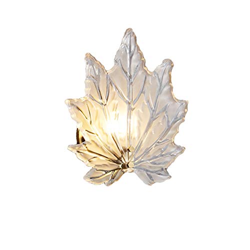 E14 Nordic Alle Kupfer Maple Leaf Wandleuchte,Leichter Luxus Schlafzimmer Wohnzimmer Bett Wohnzimmer Hintergrundwand Treppen Alle Kupfer Aisle Light-Kupfer 20 * 25cm von NSXBY