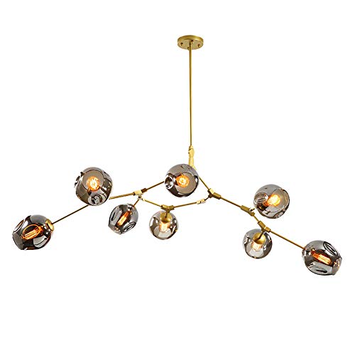 E27 Glas Zweig Während Des Lichts Lampe,Postmodernen Sputnik Kronleuchter Beleuchtung,Zum Leben Schlafzimmer Restaurants,Einstellbare Rotation Hängendes Licht-Galvanisieren Rauchgrau Lampenschirm 8 Ko von NSXBY
