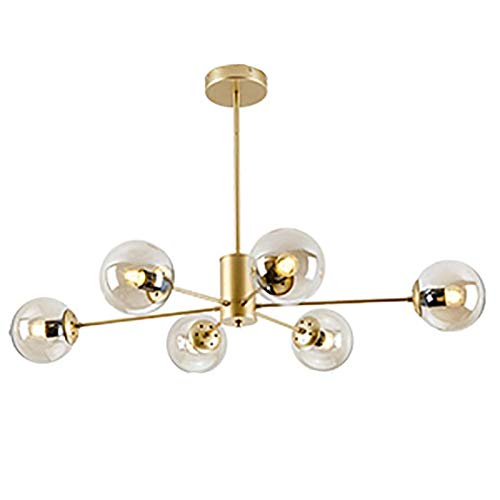 E27 Nordic Sputnik Kronleuchter Modernen Messing Zweig Während Des Lichts Glaskugel Industrielle Molekül Deckenleuchte Befestigung Mit Glas Lampenschirm-Gold und glas 6t von NSXBY