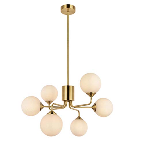 G9 Einfach Golden Messing Decke Während Des Lichts Für Startseite Schlafzimmer Esszimmer Wohnzimmer,9 Lichter Kronleuchter Mit Glas Schatten-Kupfer Und Milchiges Weißes Glas 6 von NSXBY