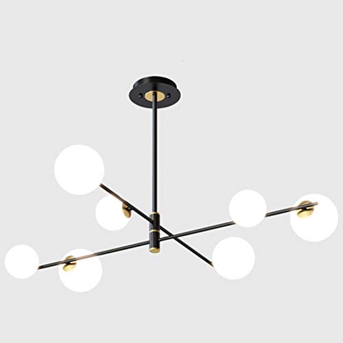 Hoch-ende Milch Weiße Kugel Nordic Währende Lighting,G9 Magic Bean Kronleuchter,Hängendees Licht,Einfach Modernen Leichter Luxus Kronleuchter,Einstellbar Wohnzimmer Esszimmer-Schwarz und gold 7 von NSXBY