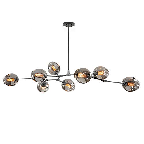 Modernen Kronleuchter Mid Century Während Lighting Einstellbar Deckenleuchte Für Flur Bar Küche Esszimmer,E27 Sputnik Kronleuchter-Galvanisieren rauchgrau lampenschirm 8 kopf von NSXBY