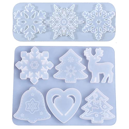 2 Stück Weihnachten Thema Silikonform Harz Schneeflocke Weihnachten Seifenform Gießform DIY Backformen Werkzeuge für Kuchen Cakes Pudding Eiswürfel Gelee Seife von NSXIN