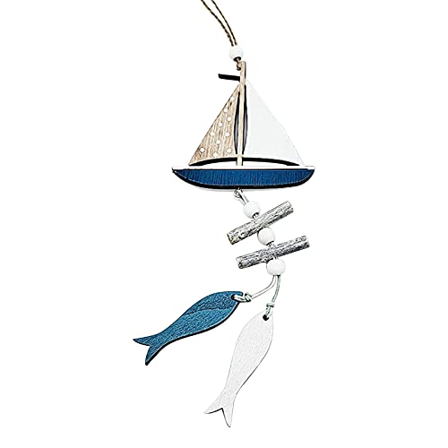 Holz Deko Fische Maritime Hängedeko Holzfische, Holzdeko Wanddeko mit Schnur zum Aufhängen, Fensterschmuck Türschmuck Holzschmuck Fische (1 Stück) von NSXIN