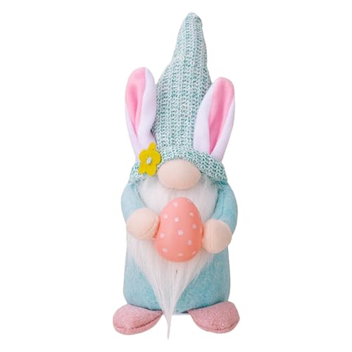 NSXIN 2 Stück Ostern Deko Wichtel Hasen, Leuchtende Osterhasen Zwerg Osterdeko Handgemachte Plüsch Wichtel Puppen mit Eiern, Schwedische GNOME Puppen für Urlaub Dekoration (Blau) von NSXIN