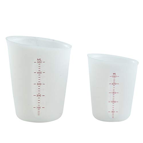 NSXIN 2 Stück Silikon Messbecher Krug, Flexibler Schuppenbecher Transparent Weiche Abgestufte Becher Antihaft-Mischbecher zum Backen in der Küche (250 ml + 500 ml) von NSXIN