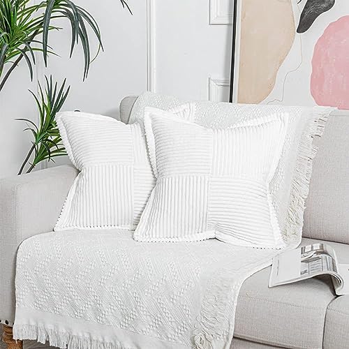 NSXIN Kordsamt Kissenbezug Weiche Kissenhülle 2er Set Dekorative Sofakissen Couchkissen Dekokissen Moderne Zierkissenbezug Kuschelkissen für Schlafzimmer Wohnzimmer (Reines Weiß,30x50cm) von NSXIN