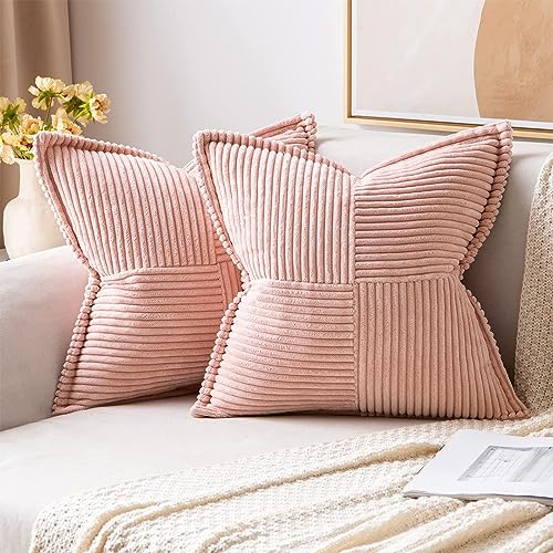 NSXIN Kordsamt Kissenbezug Weiche Kissenhülle 2er Set Dekorative Sofakissen Couchkissen Dekokissen Moderne Zierkissenbezug Kuschelkissen für Schlafzimmer Wohnzimmer (Rosa,40x40cm) von NSXIN